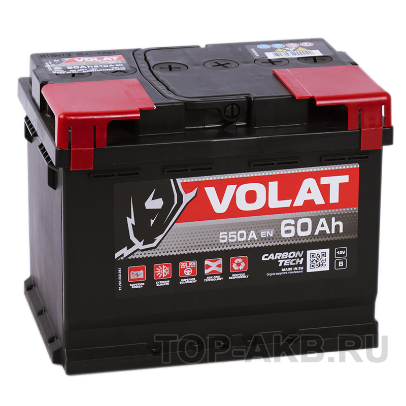 Автомобильный аккумулятор Volat 60R (550A 242x175x190)