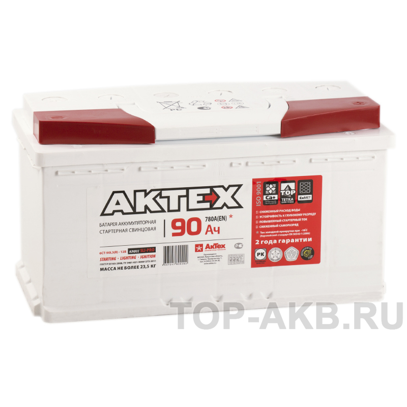 Автомобильный аккумулятор Актех 90R (780A 353x175x190)