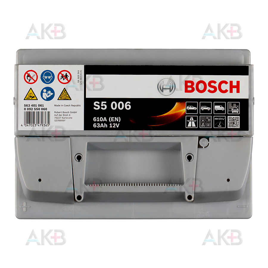 Автомобильный аккумулятор Bosch S5 006 63L 610A 242x175x190