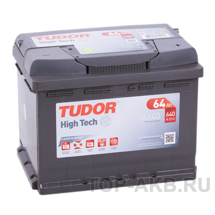 Автомобильный аккумулятор Tudor High-Tech 64R (640A 242x175x190) TA640