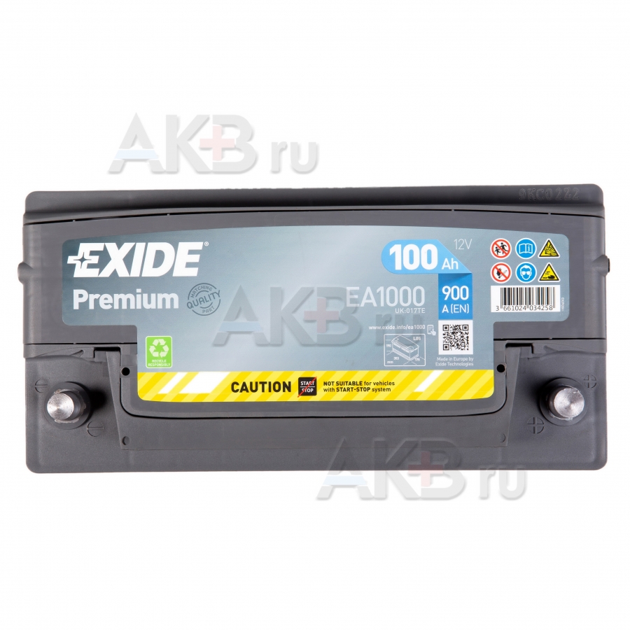 Автомобильный аккумулятор Exide Premium 100R (900А 353х175х190) EA1000
