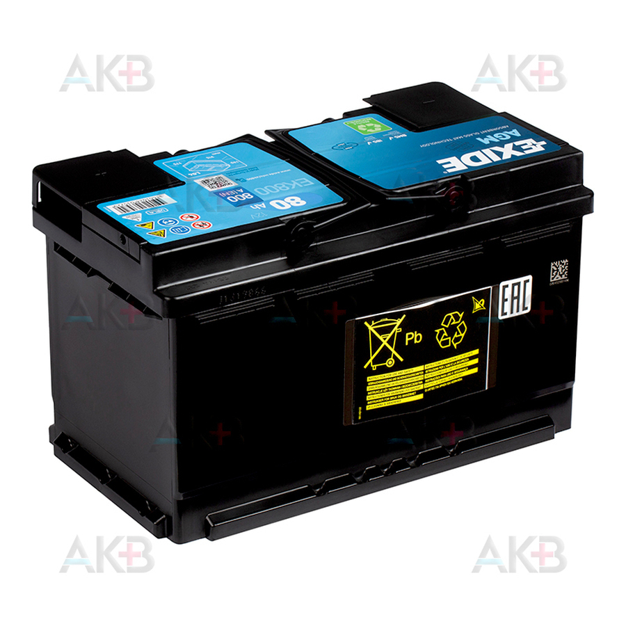 Купить Автомобильный аккумулятор Exide Start-Stop AGM 80R (800А  315x175x190) EK800 с доставкой по Москве