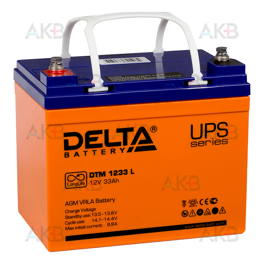 Аккумуляторная батарея Delta DTM 1233 L, 12V 33 Ач (196x130x155)