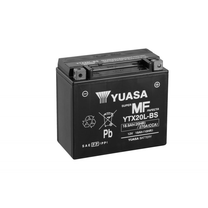 Мото аккумулятор Yuasa YTX20L-BS - 18 Ач 270А (177x89x157) обр. пол. AGM сухозаряж.