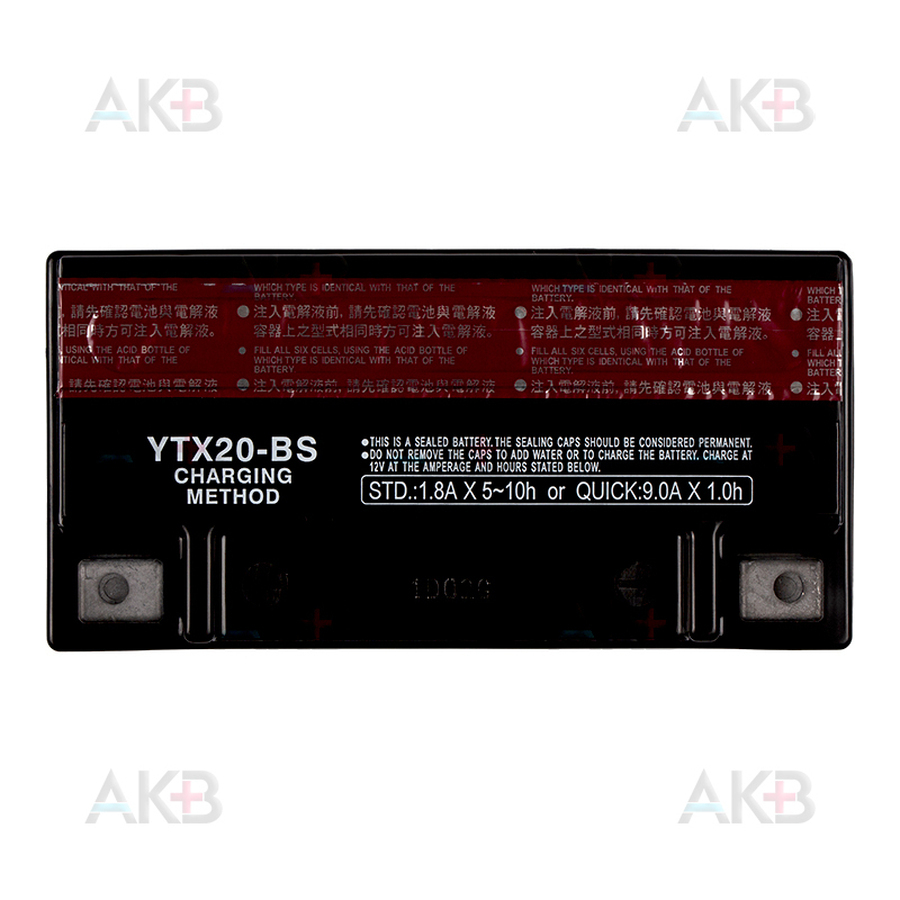 Мото аккумулятор Yuasa YTX20-BS - 18,9 Ач 270А (175x87x155) прям. пол. AGM сухозаряж.