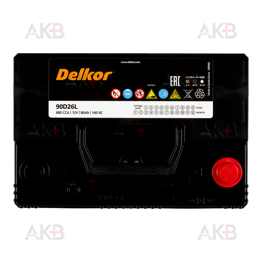 Автомобильный аккумулятор Delkor 90D26L (80R 680A 260x173x225)