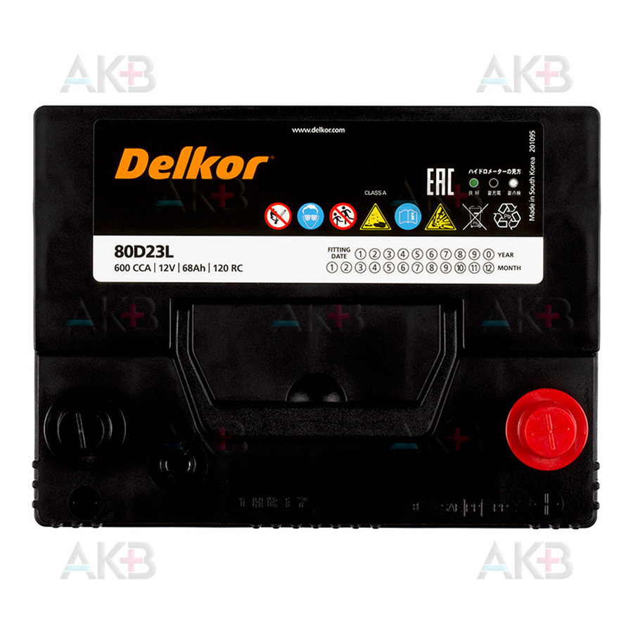 Автомобильный аккумулятор Delkor 80D23L (68R 600A 232x173x225)