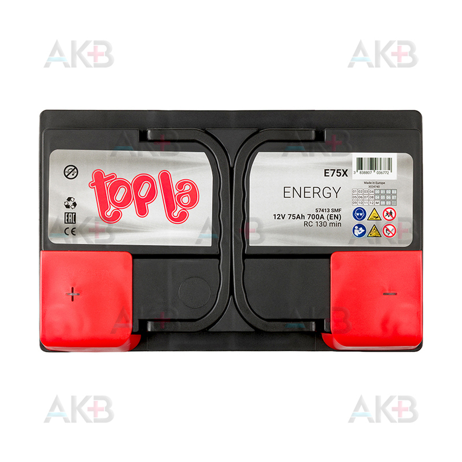 Автомобильный аккумулятор Topla Energy 75L (700A 278x175x190) 108375 57413