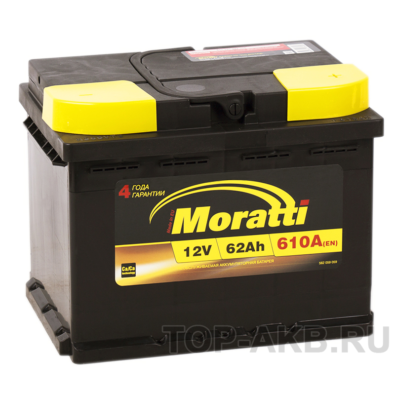 Автомобильный аккумулятор Moratti 62R 610А 242х175х190