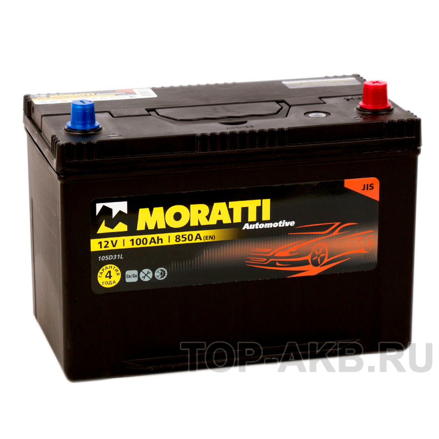 Автомобильный аккумулятор Moratti Asia 100R 850А 301x175x220 D31L