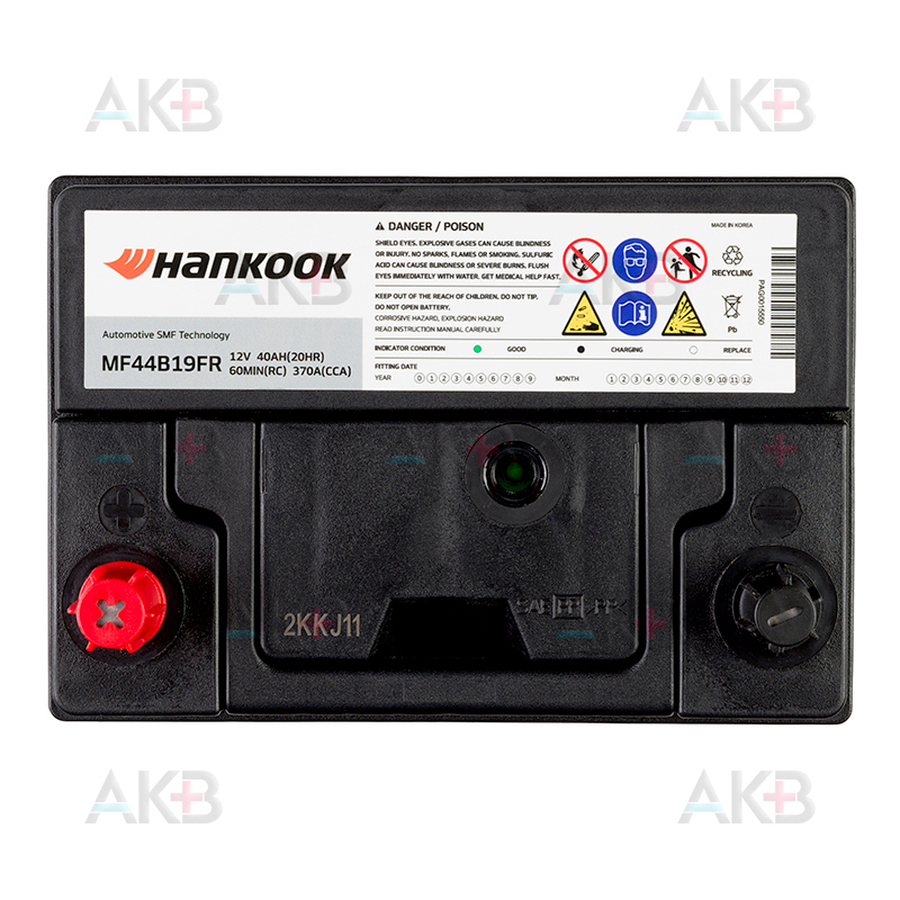 Автомобильный аккумулятор Hankook 44B19R (40L 370 187x127x227)