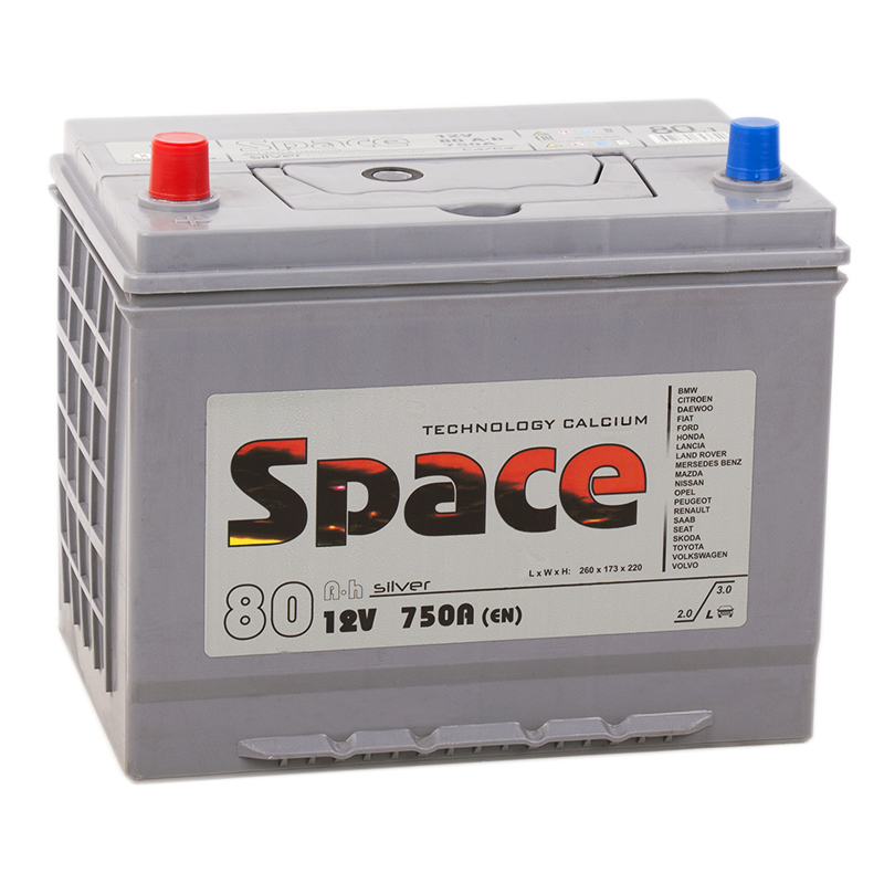 Автомобильный аккумулятор Space Asia 105D26R (80L 750A 260x173x225) - Тюмень