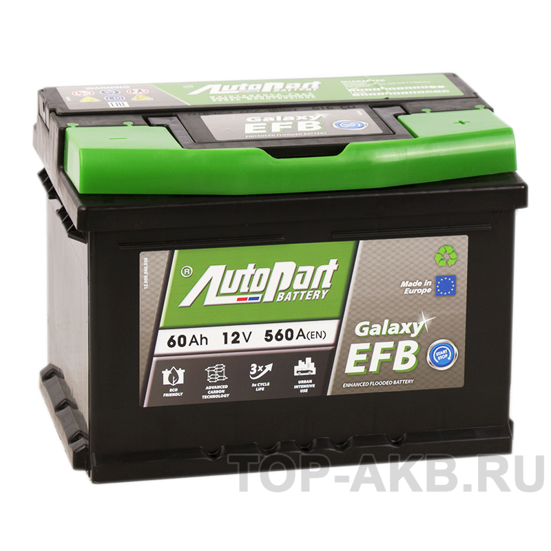 Автомобильный аккумулятор AutoPart Galaxy EFB Star-Stop 60R 560А (242x175x175)