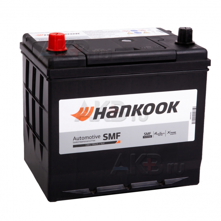 Автомобильный аккумулятор Hankook 75D23R (65L 580А 229х172х225)