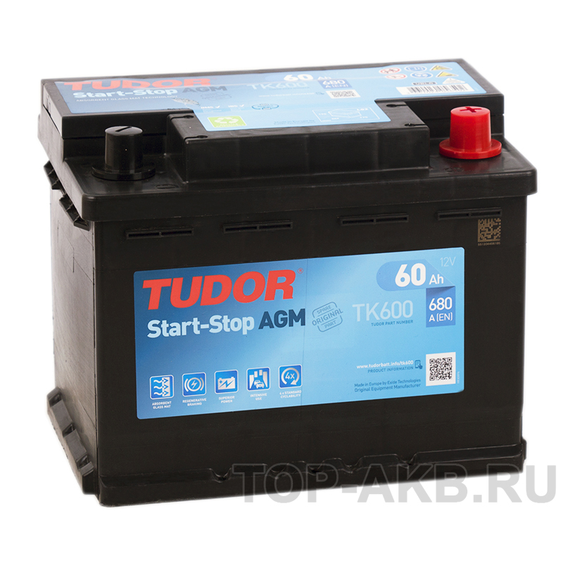 Автомобильный аккумулятор Tudor Start-Stop AGM 60R (680A 242x175x190) TK600