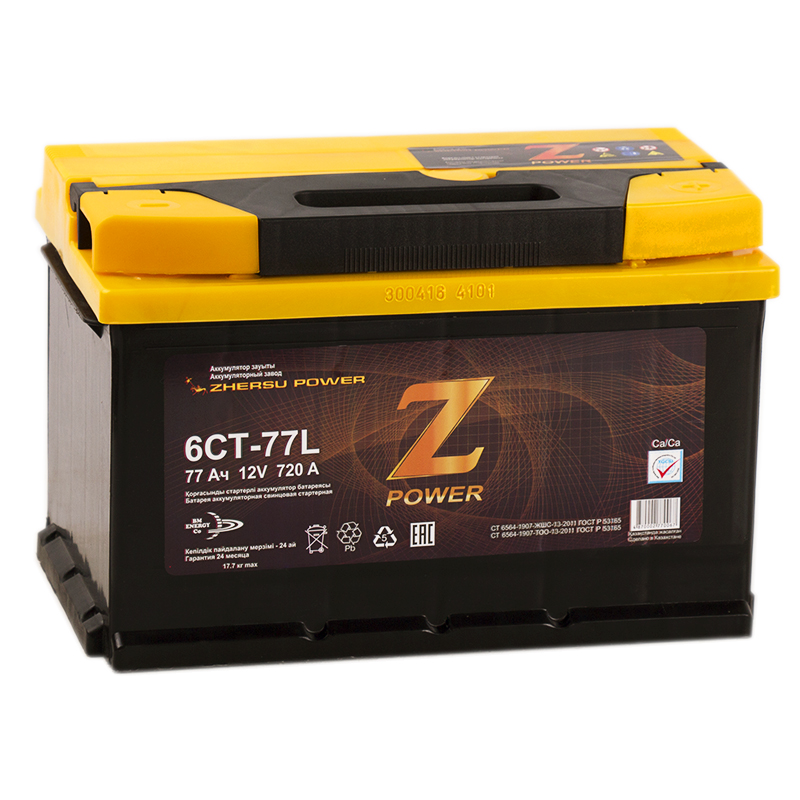 Автомобильный аккумулятор Z-Power 77R низкий 720A 278x175x175