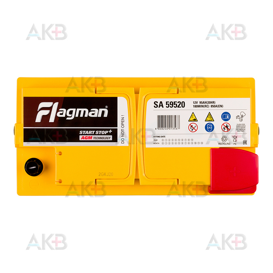 Автомобильный аккумулятор Flagman AGM 95R 850A 353x175x190 Start-Stop