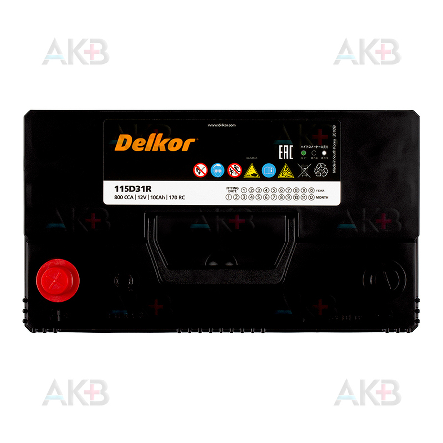 Автомобильный аккумулятор Delkor 115D31R (100L 800A 306x173x225)