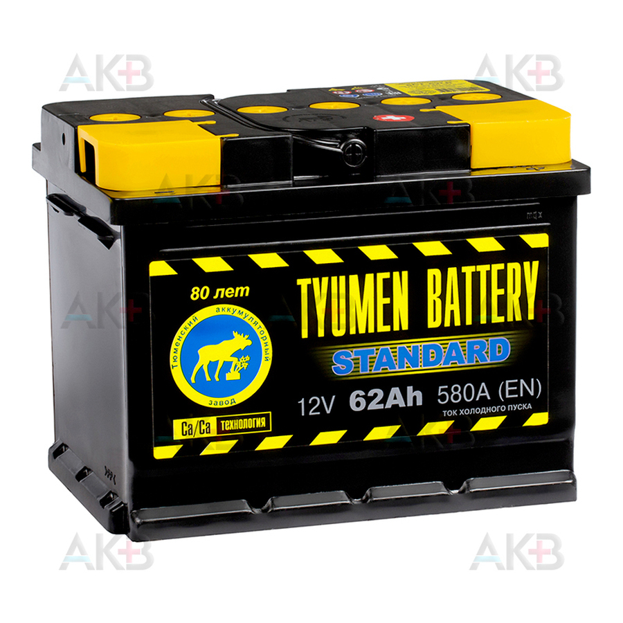 Автомобильный аккумулятор Tyumen Battery Standard 62 Ач обр. пол. 580A (242x175x190)