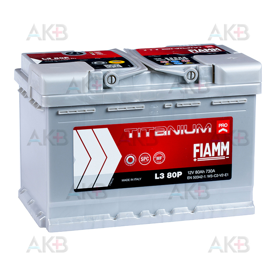 Автомобильный аккумулятор Fiamm Titanium Pro 80 Ач 730A обр. пол. (278x175x190) L3 80P