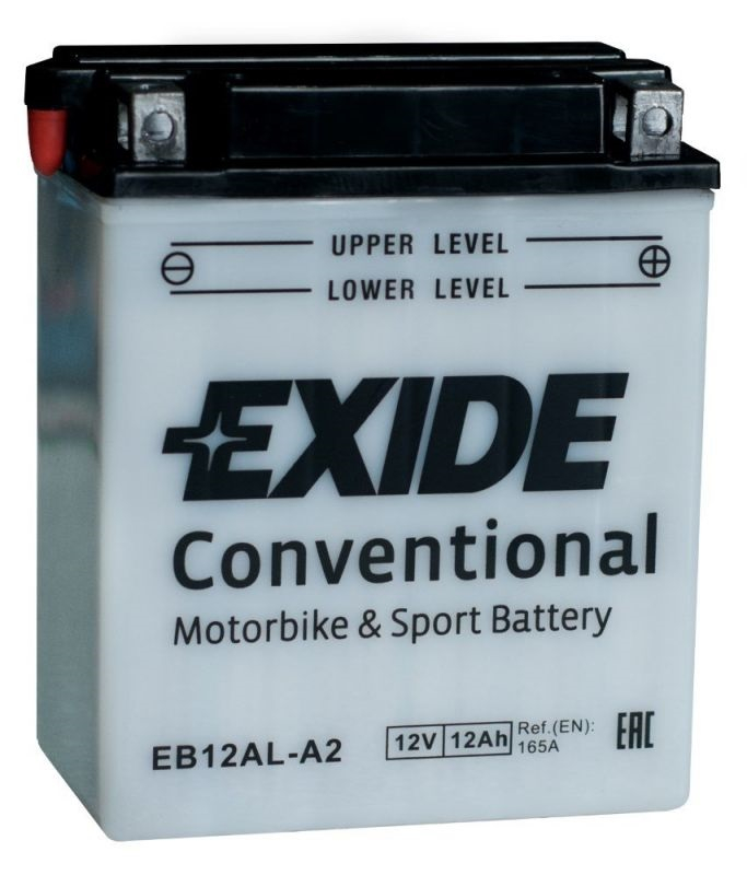 Мотоциклетный аккумулятор Exide Conventional EB12AL-A2 12V 12Ah 165A (134x80x160) обр. пол.
