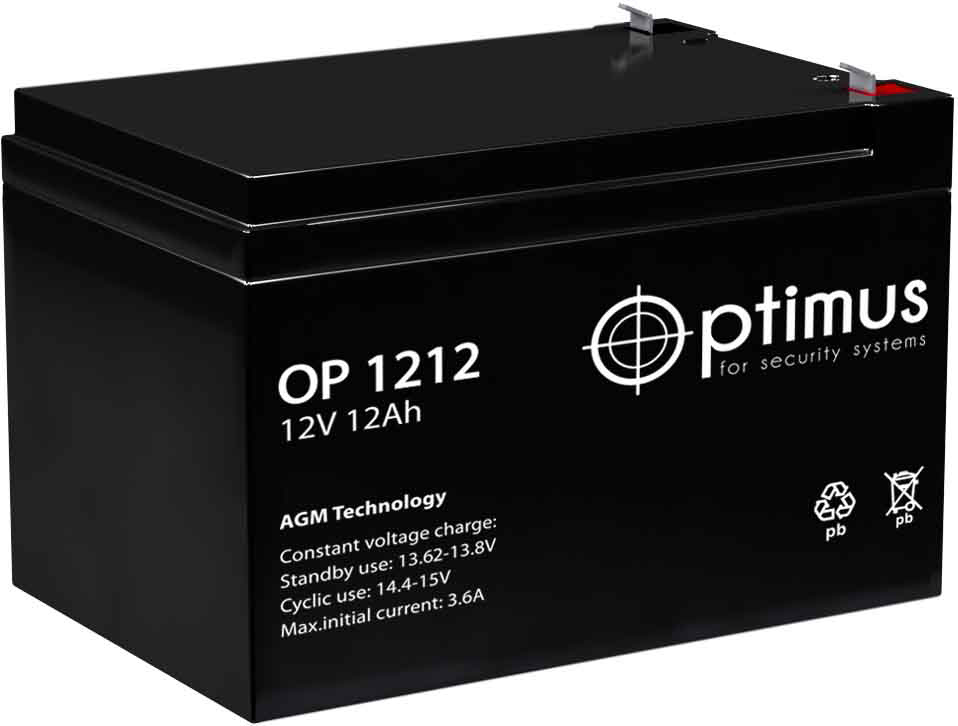Аккумуляторная батарея OPTIMUS 12V 12Ач (OP 1212) 151x98x95