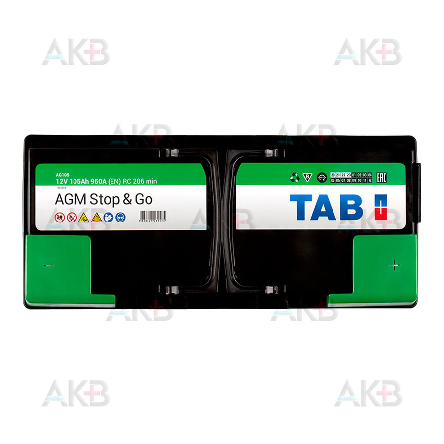 Автомобильный аккумулятор TAB AGM Stop-n-Go 105R (950A 393x175x190) 213105