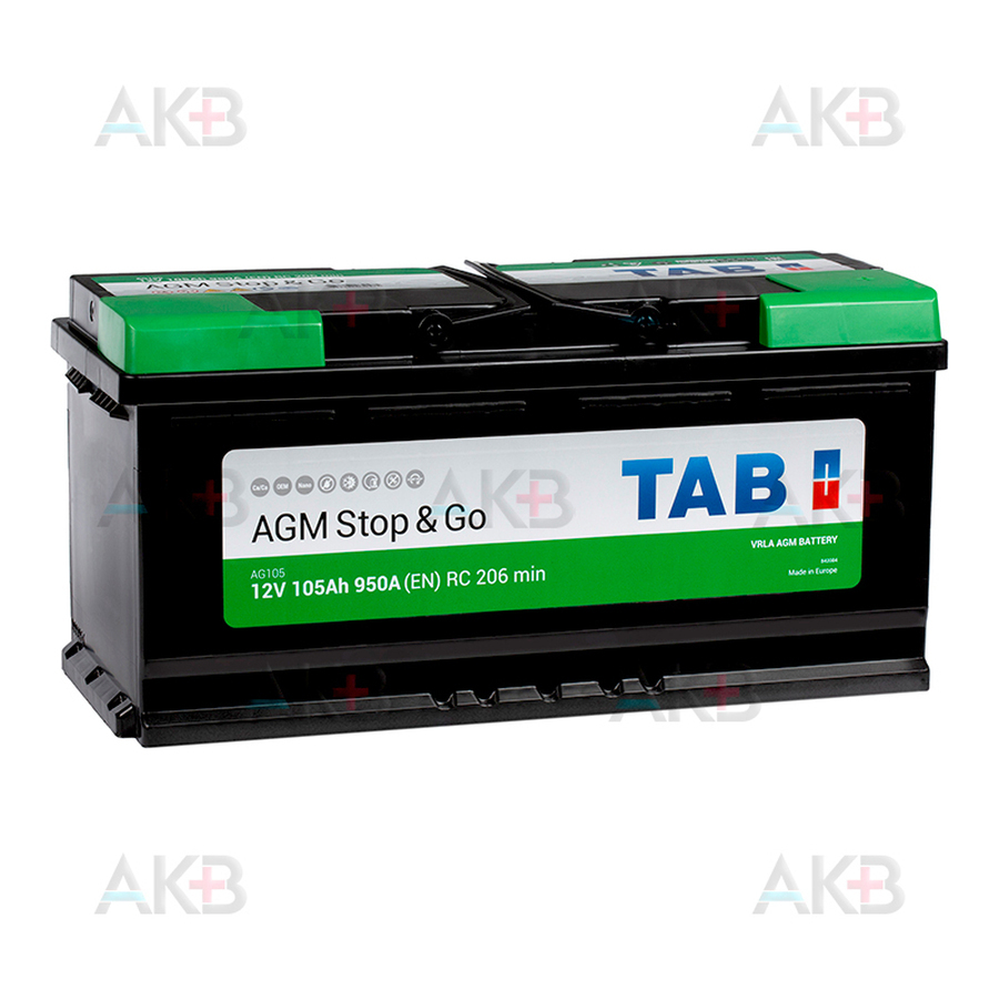 Автомобильный аккумулятор TAB AGM Stop-n-Go 105R (950A 393x175x190) 213105