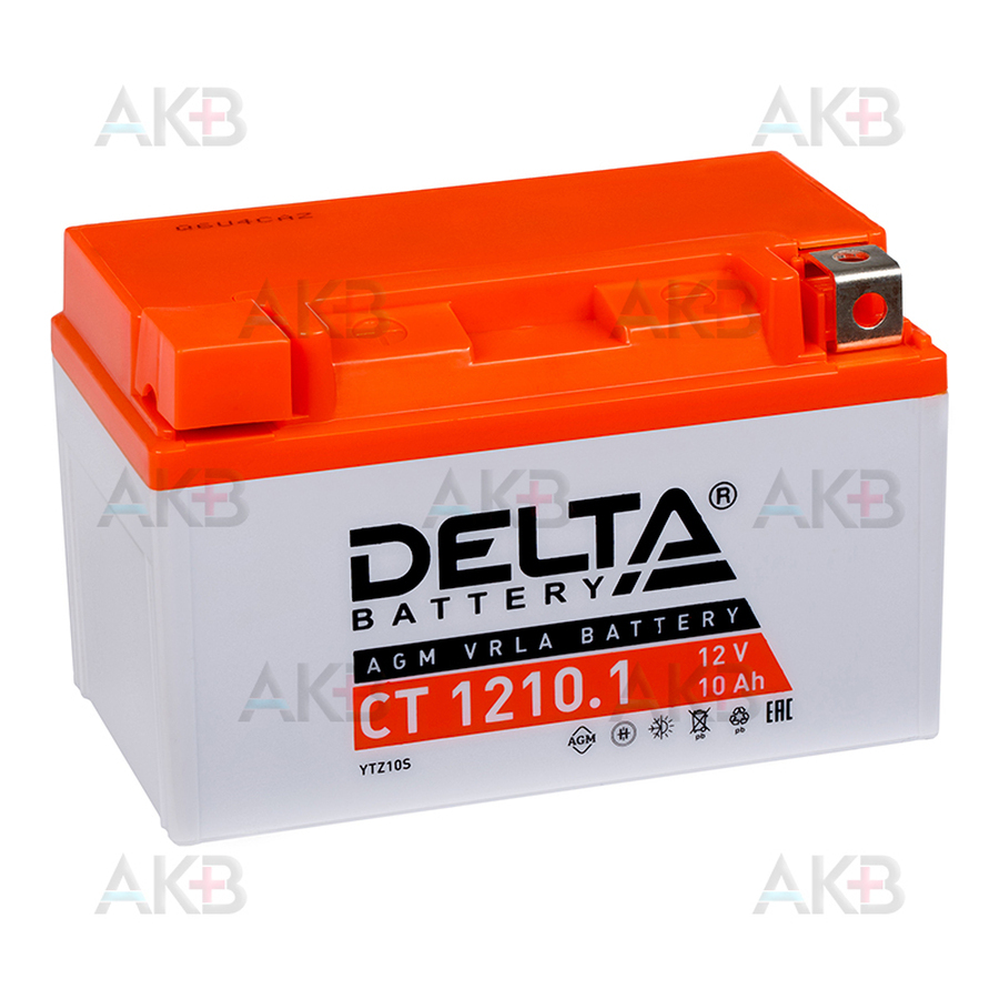 Мото аккумулятор Delta CT 1210.1, 12V 10Ah 190А (150x87x93) YTZ10S