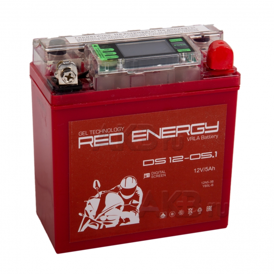 Мото аккумулятор Red Energy DS 1205.1, 12V 5Ah 50А (120x60x130) 12N5-3B, YB5L-B