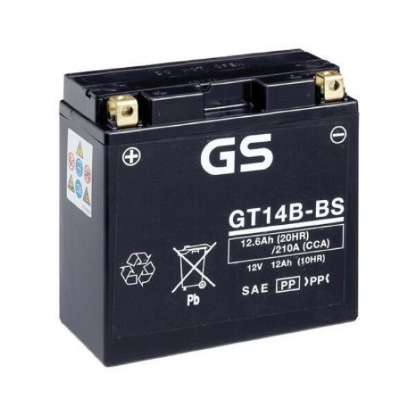 Мото аккумулятор GS GT14B-BS 12V 12Ah 210А (150x70x145) прям. пол. AGM сухоз. GS YUASA