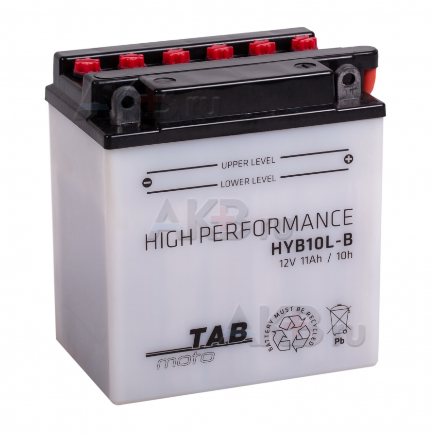 Мото аккумулятор TAB Moto High performance HYB10L-B (186515) 12V 11Ah 140A (134x90x145) обр. пол. сухоз.