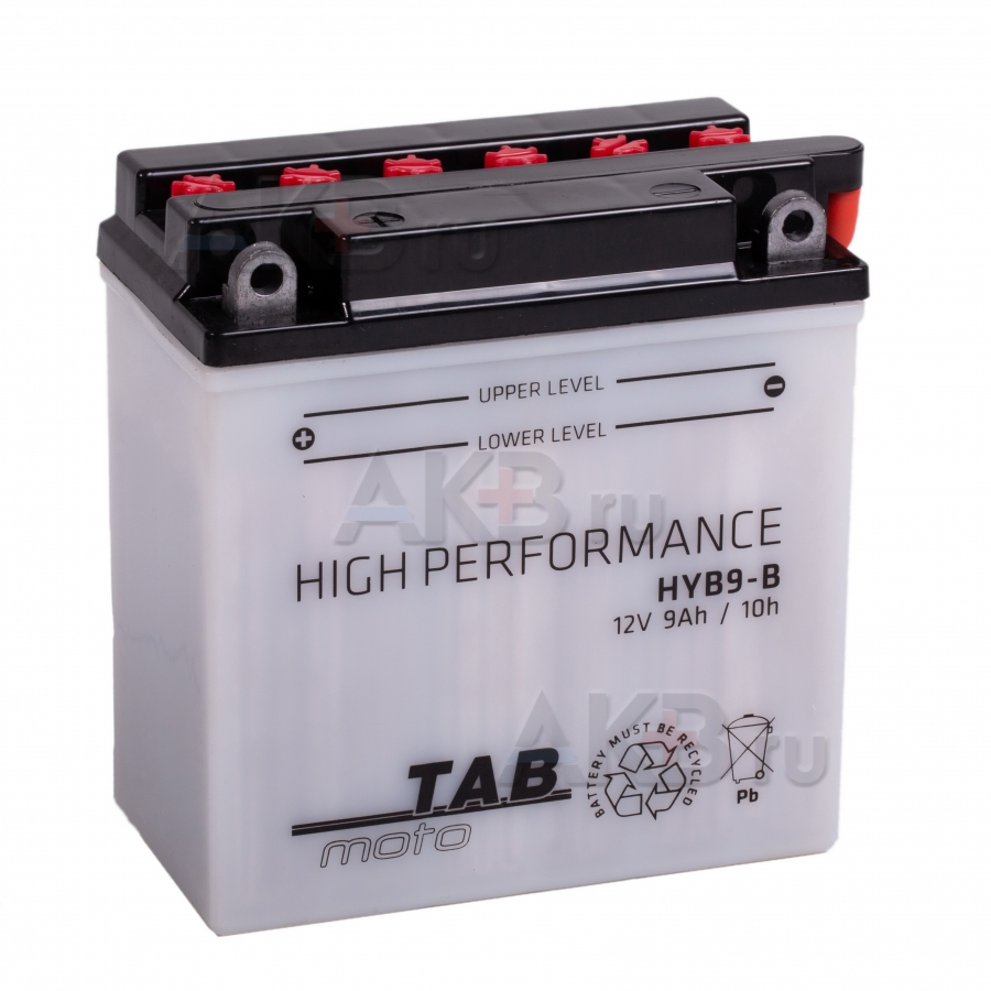 Мото аккумулятор TAB Moto High performance HYB9-B (183515) 12V 9Ah 90A (135x75x140) прям. пол. сухоз.