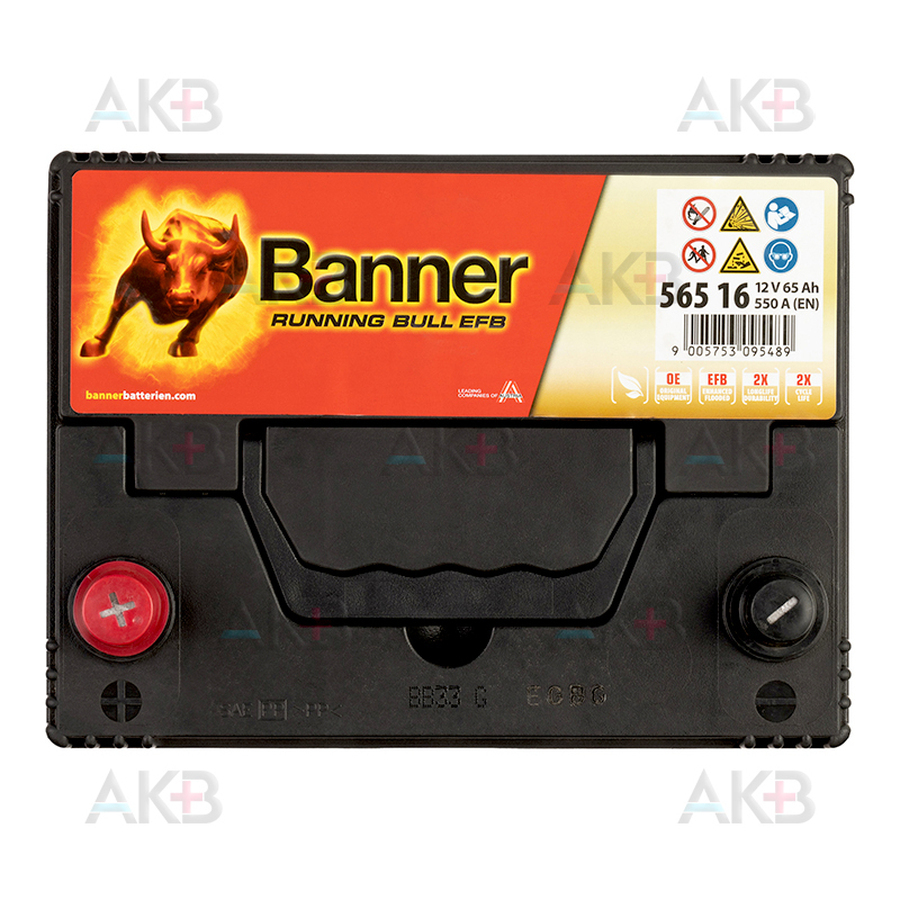 Автомобильный аккумулятор Banner Running Bull EFB Start-Stop (565 16) 65L 550A 232x173x225