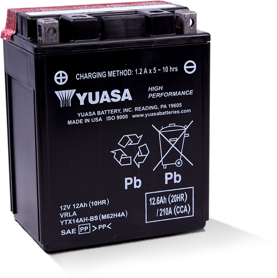 Мото аккумулятор Yuasa YTX14AH-BS 12V 12Ah 210А (136x91x180) прям. пол. AGM сухозаряж.