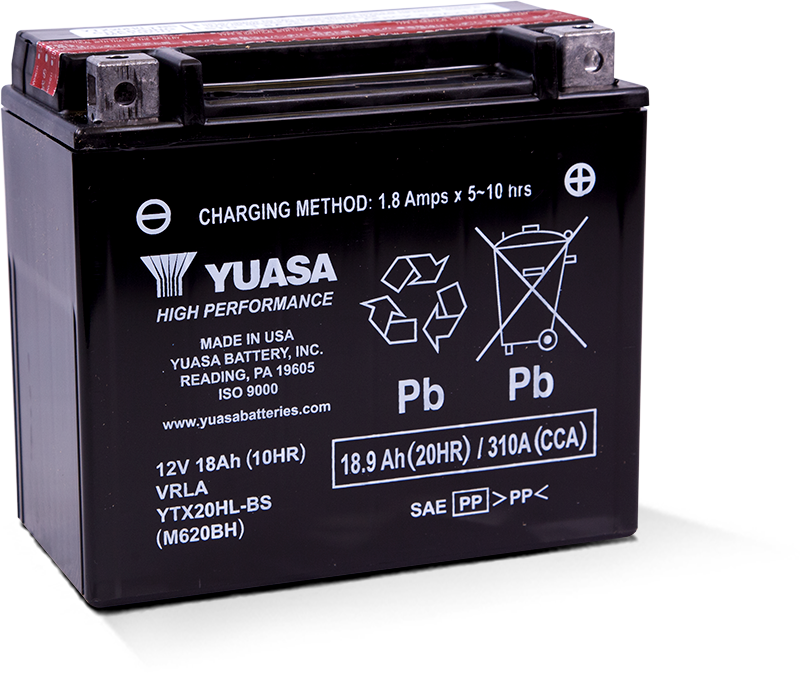 Мото аккумулятор Yuasa YTX20HL-BS - 18 Ач 310А (175x87x155) обр. пол. AGM сухозаряж.