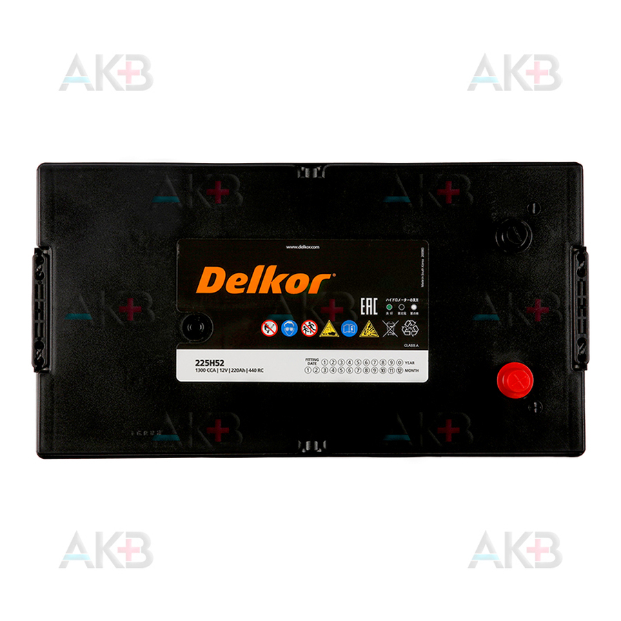 Автомобильный аккумулятор Delkor 225H52R 220 Ач обратная пол. (евро) 1300A 518x276x242
