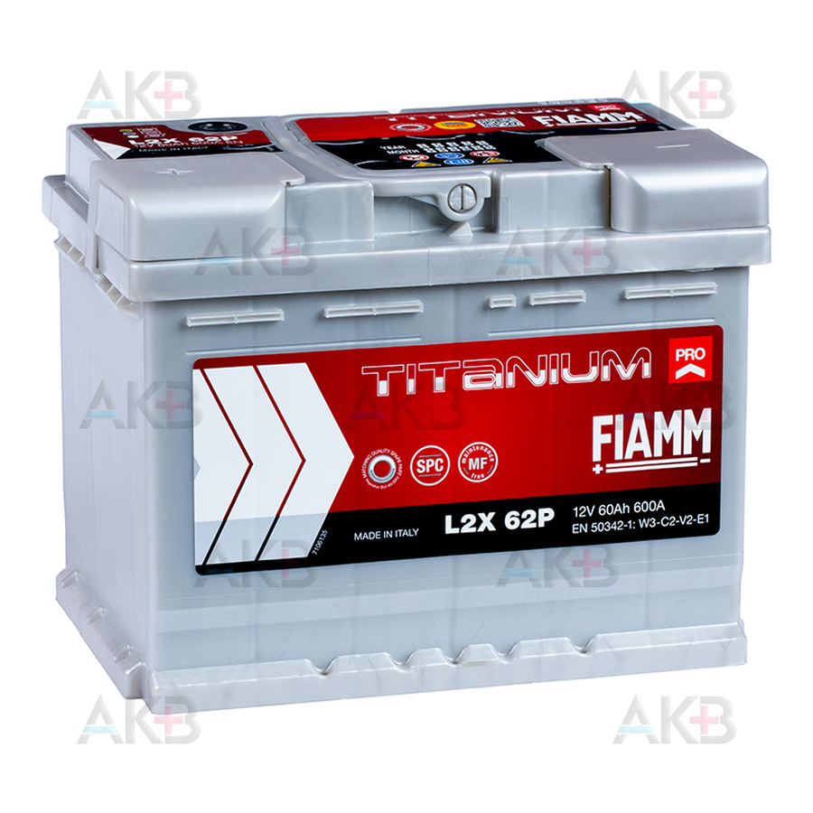 Автомобильный аккумулятор Fiamm Titanium Pro 60 Ач 600A прям. пол. (242x175x190) L2X 62P
