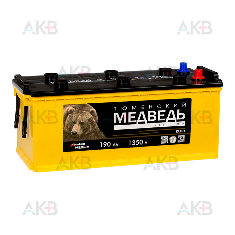 Автомобильный аккумулятор Тюменский медведь 190 Ач 1300A о.п. (518х228х238) Calcium Plus