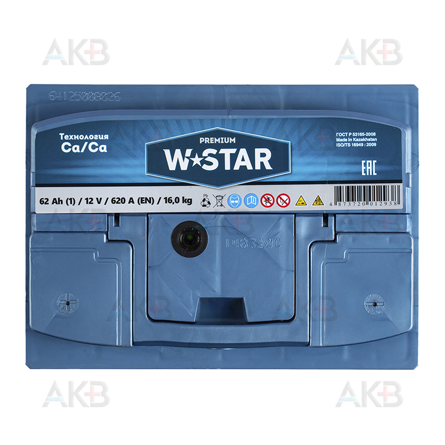 Автомобильный аккумулятор W STAR 62 Ач прям. пол. 620А (242x175x190)