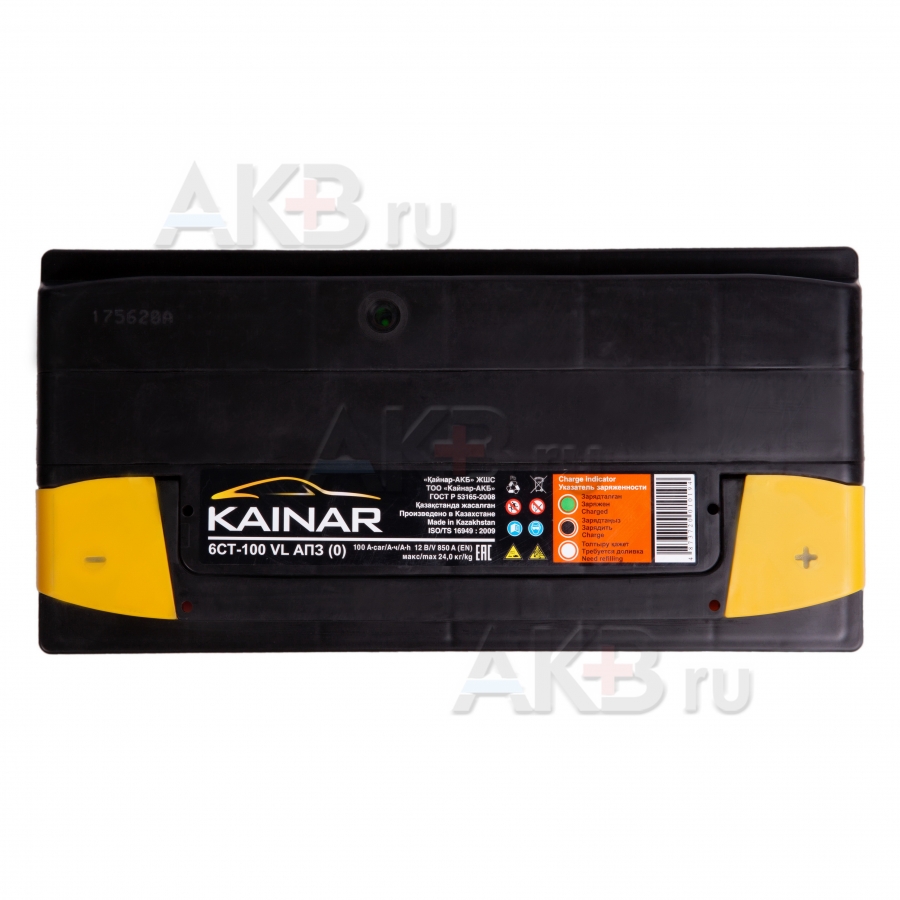 Автомобильный аккумулятор Kainar 6СТ100 VL АПЗ о.п. 100Ач 850А (353x175x190)