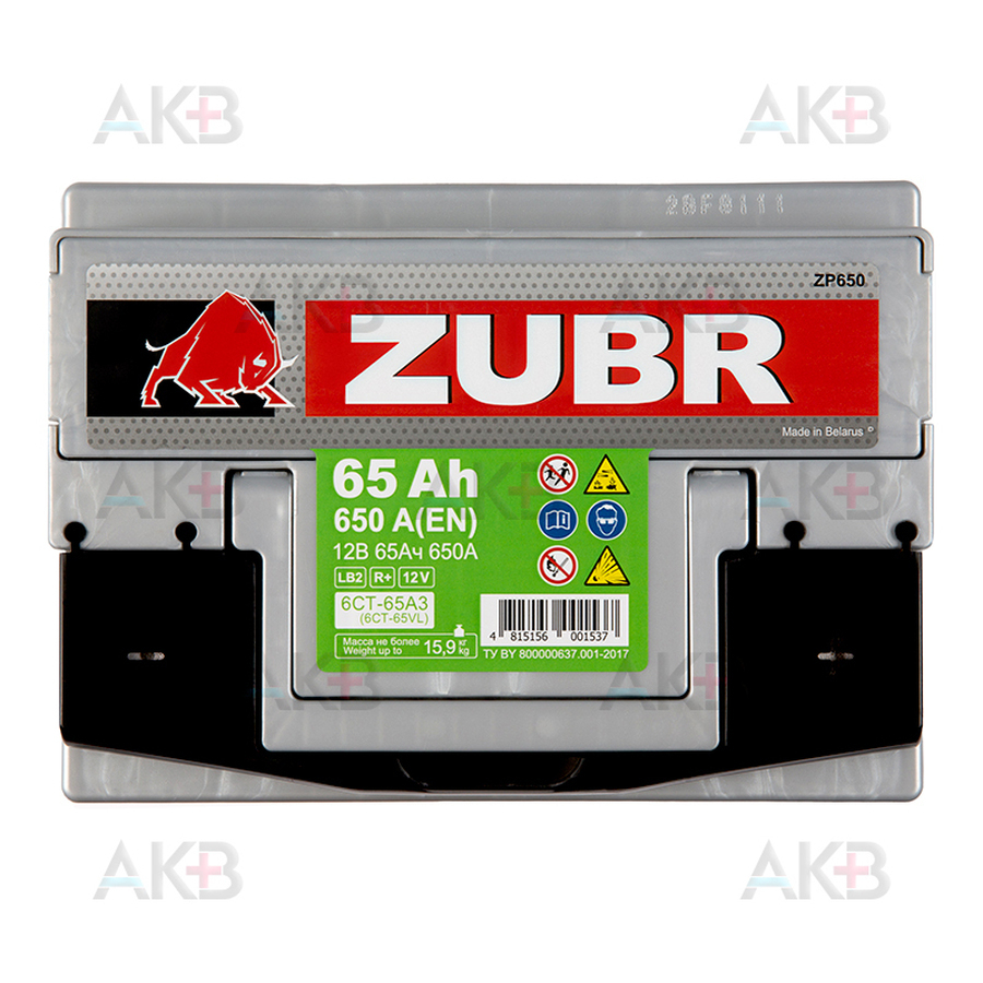 Автомобильный аккумулятор ZUBR Premium 65R 650A (242x175x175) низкий