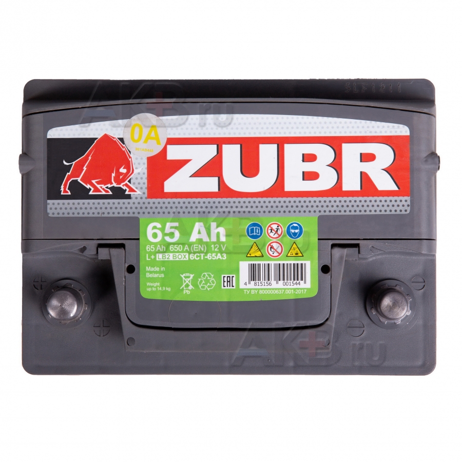 Автомобильный аккумулятор ZUBR Premium 65L 650A (242x175x175) низкий
