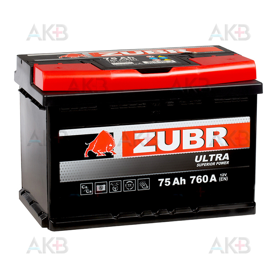 Автомобильный аккумулятор ZUBR Ultra 75L 760A (278x175x190)