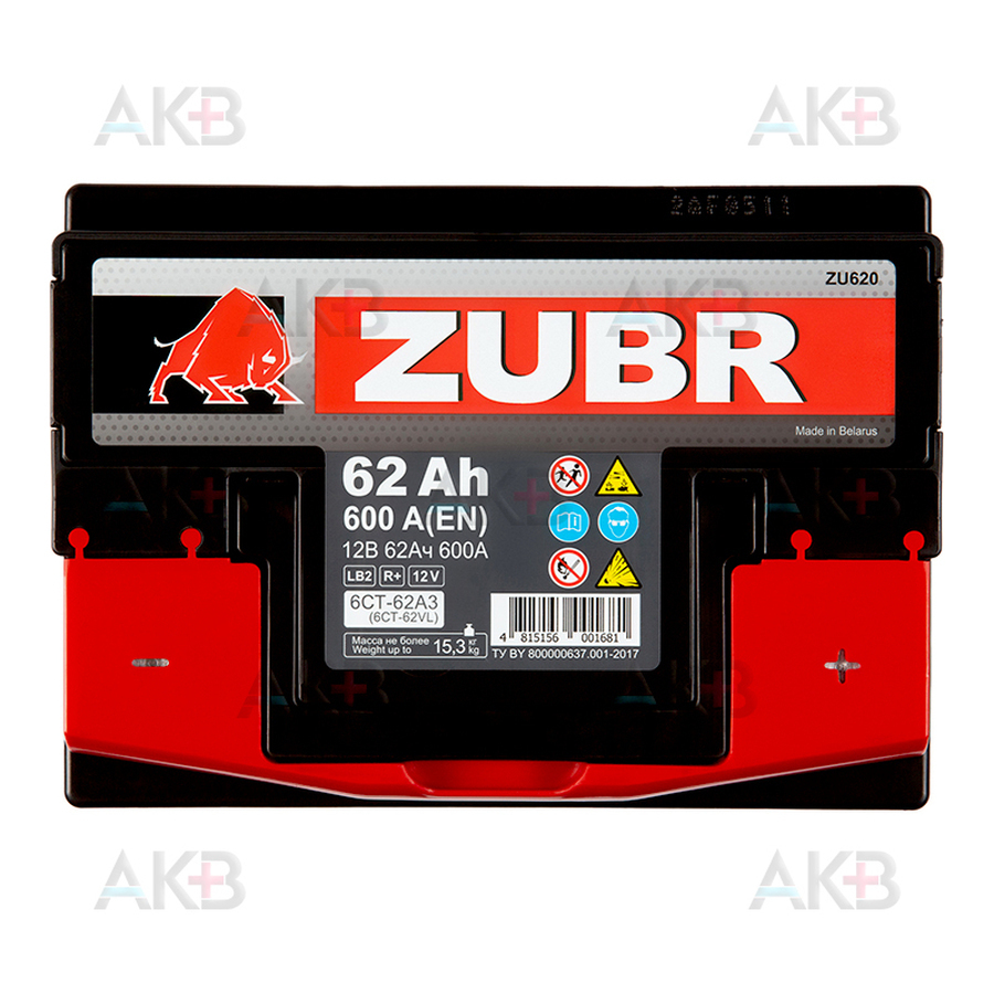 Автомобильный аккумулятор ZUBR Ultra 62R 600A (242x175x175)