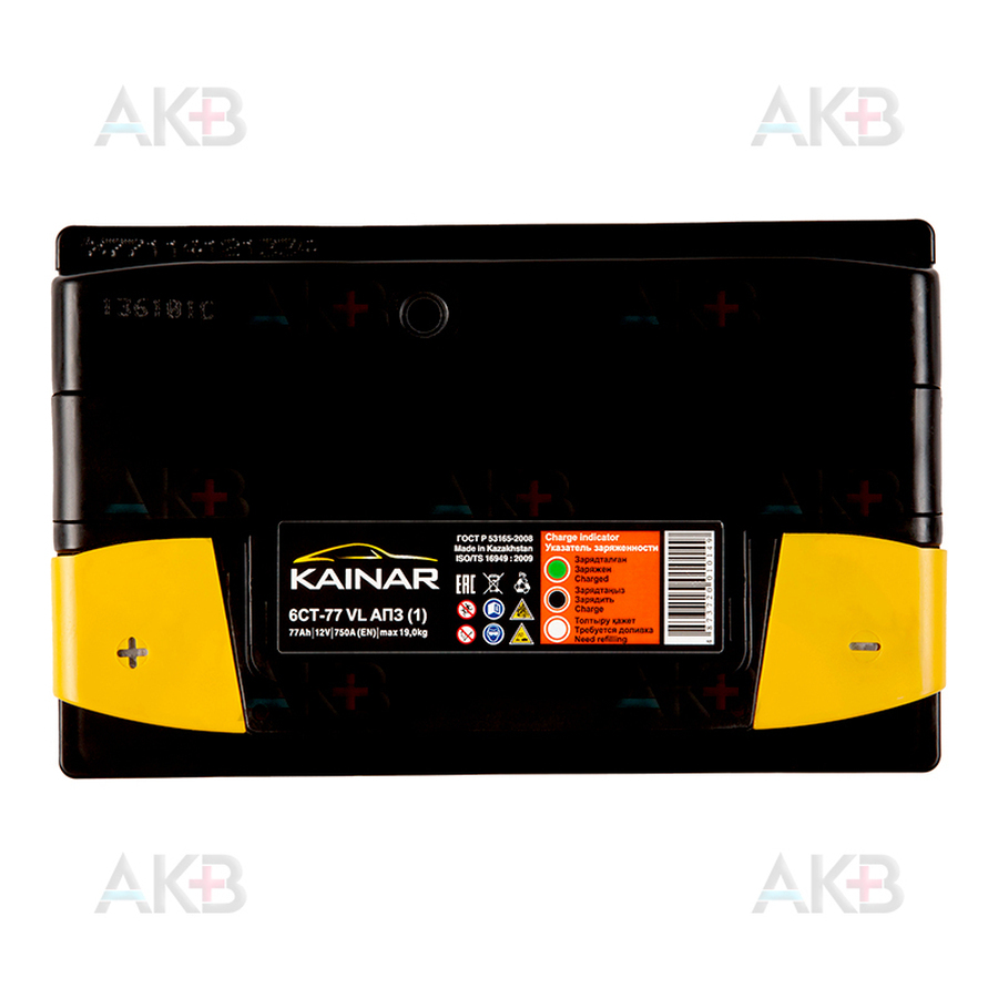 Автомобильный аккумулятор Kainar 6СТ-77 VL АПЗ п.п. 77Ач 750А (278x175x190)