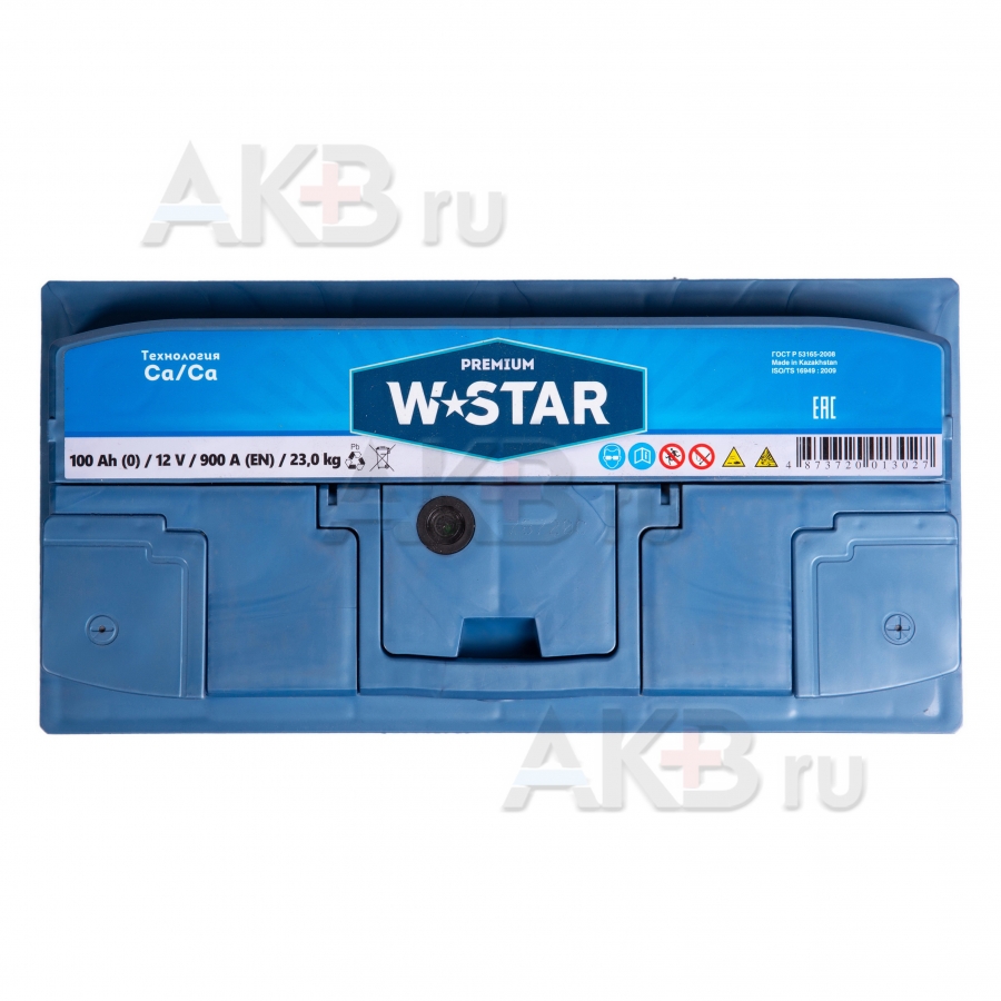 Автомобильный аккумулятор W STAR 100 Ач обр. пол. 900А (353x175x190)