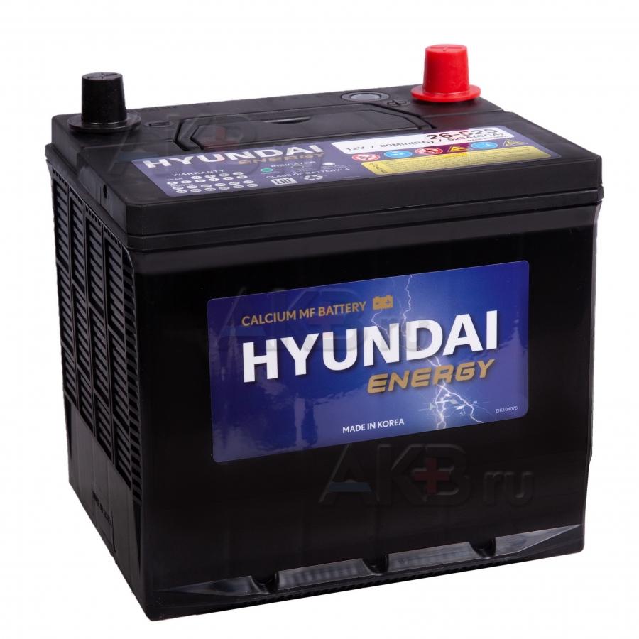Автомобильный аккумулятор HYUNDAI 26-525 12V 60Ah 525А (206х172х205) прям пол.