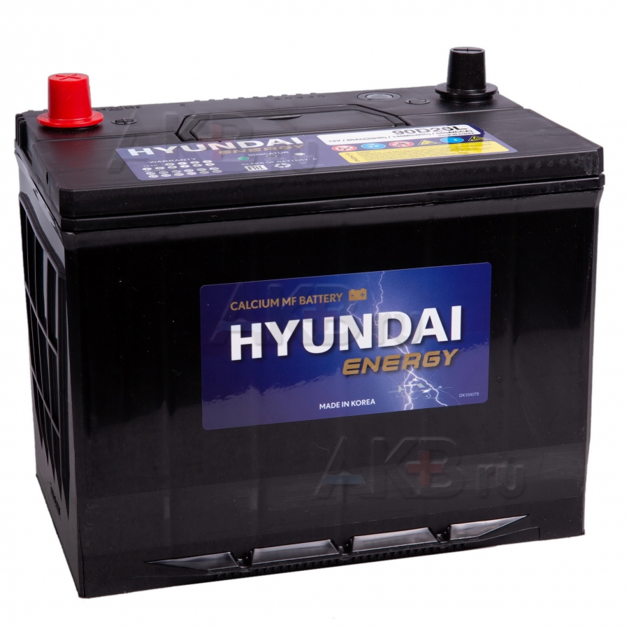 Автомобильный аккумулятор HYUNDAI 90D26L 12V 80R 680A (260x168x220) обр. пол.