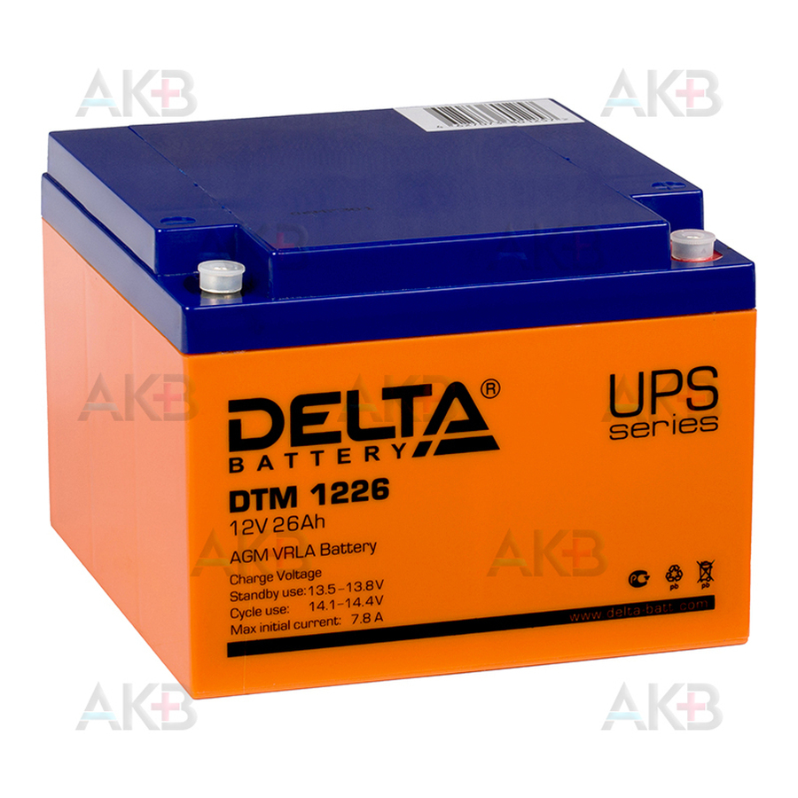 Аккумуляторная батарея Delta DTM 1226, 12V 26Ah (166x175x125)